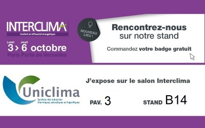 Uniclima vous invite sur son stand à Interclima du 03 au 06 octobre 2022
